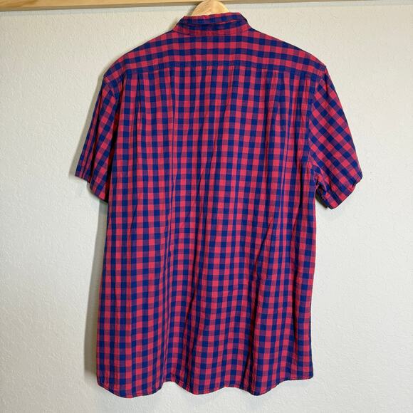 Men's Cremieux Short Sleeve Red and Blue Gingham Plaid Short Sleeve Size XL - Picture 7 of 9